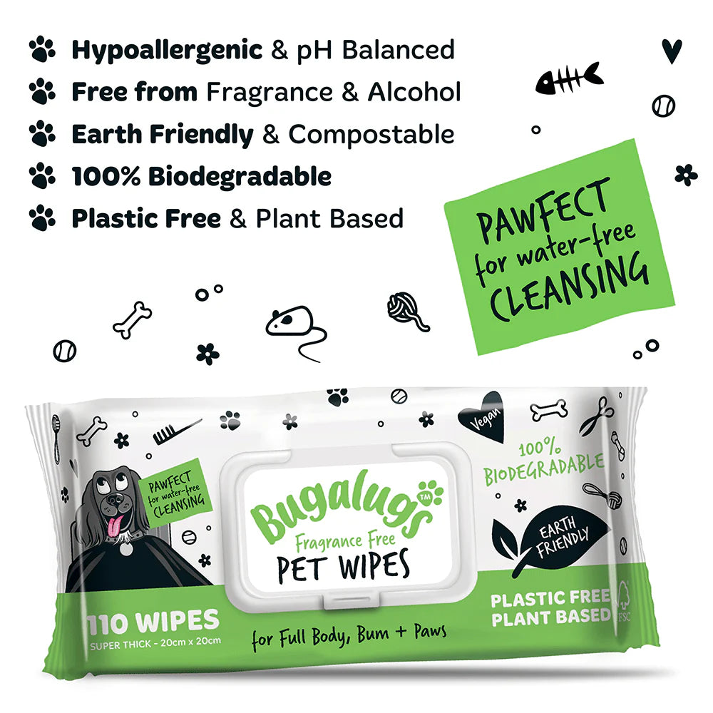 Bugalugs™ Biodegradable Wipes - Fragrance Free