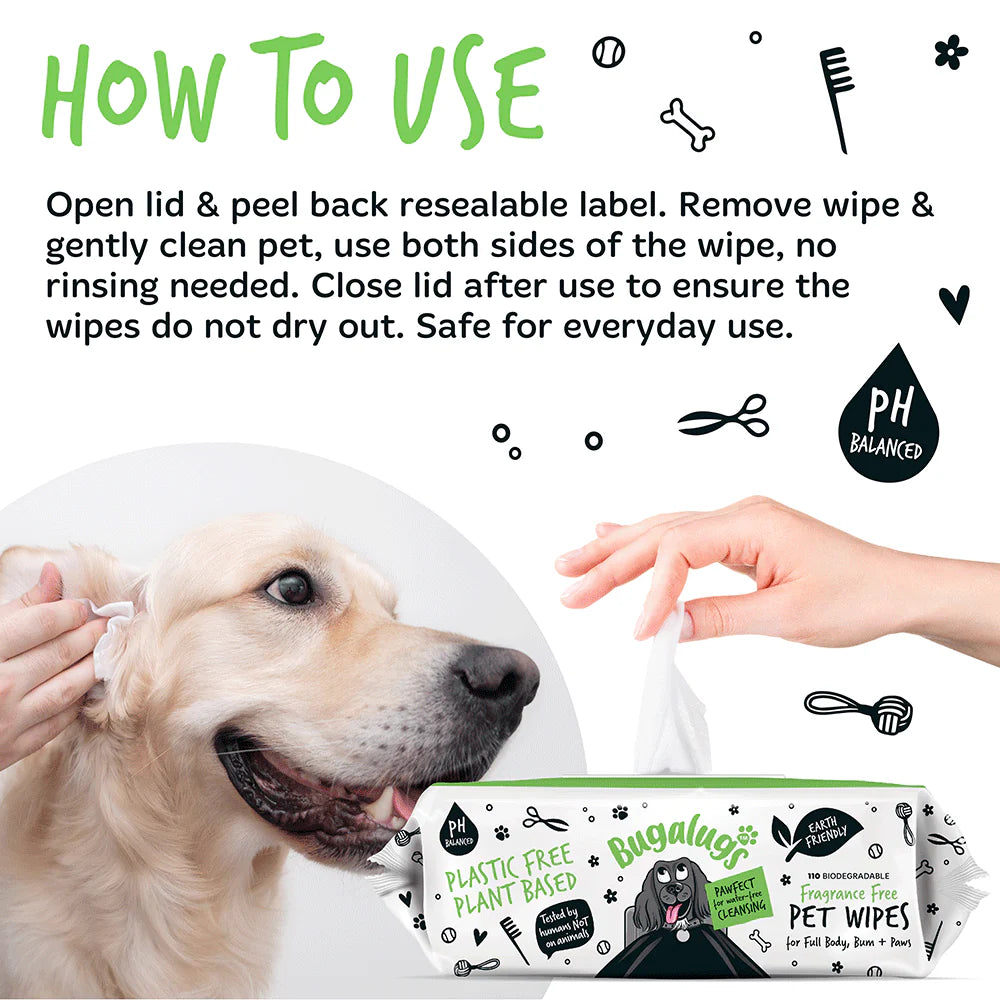 Bugalugs™ Biodegradable Wipes - Fragrance Free