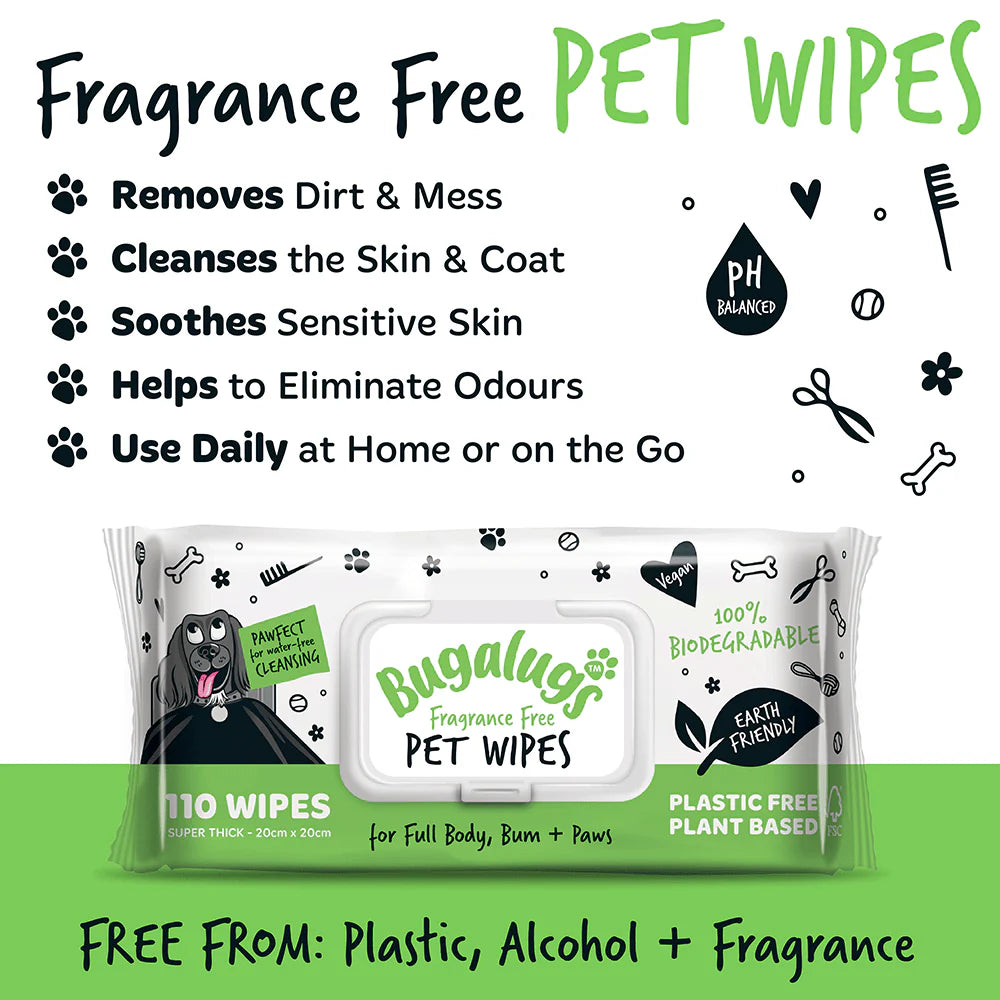 Bugalugs™ Biodegradable Wipes - Fragrance Free