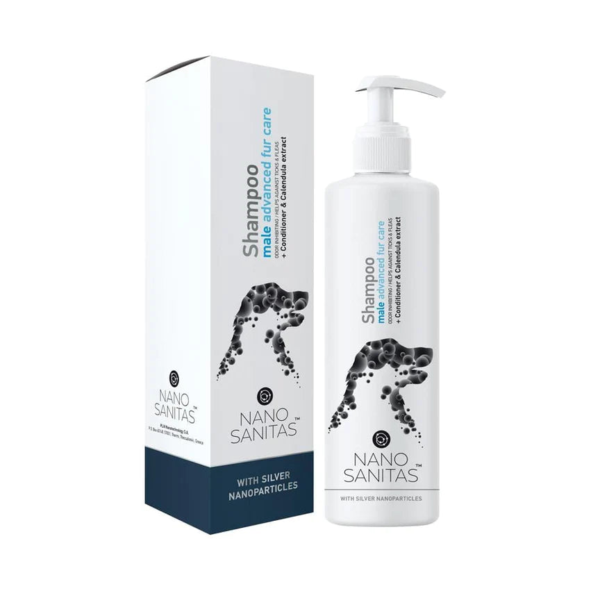 Male dog shampoo with Advanced Fur Care by NanoSanitas™